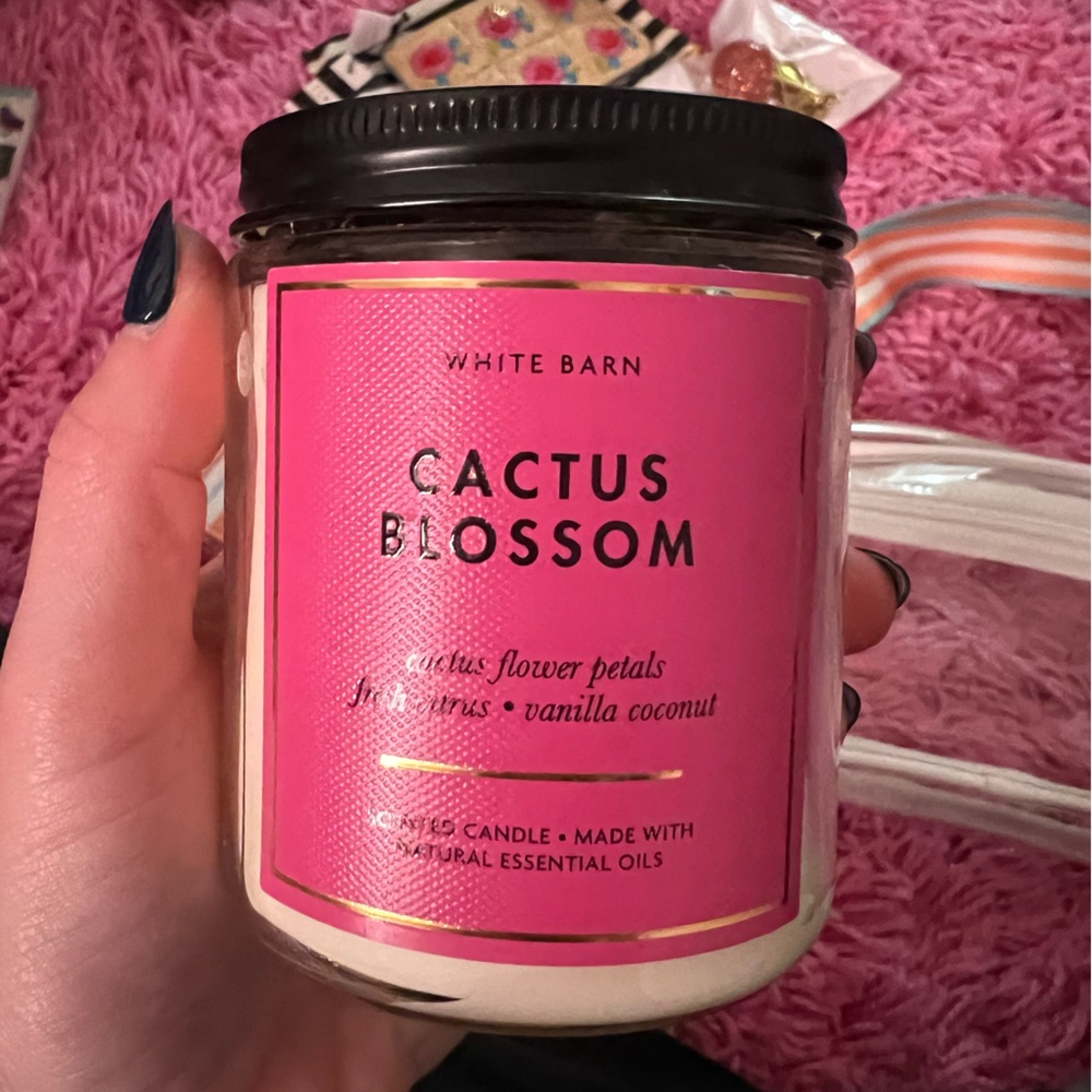 White Barn Cactus Blossom Candle with Pink Label